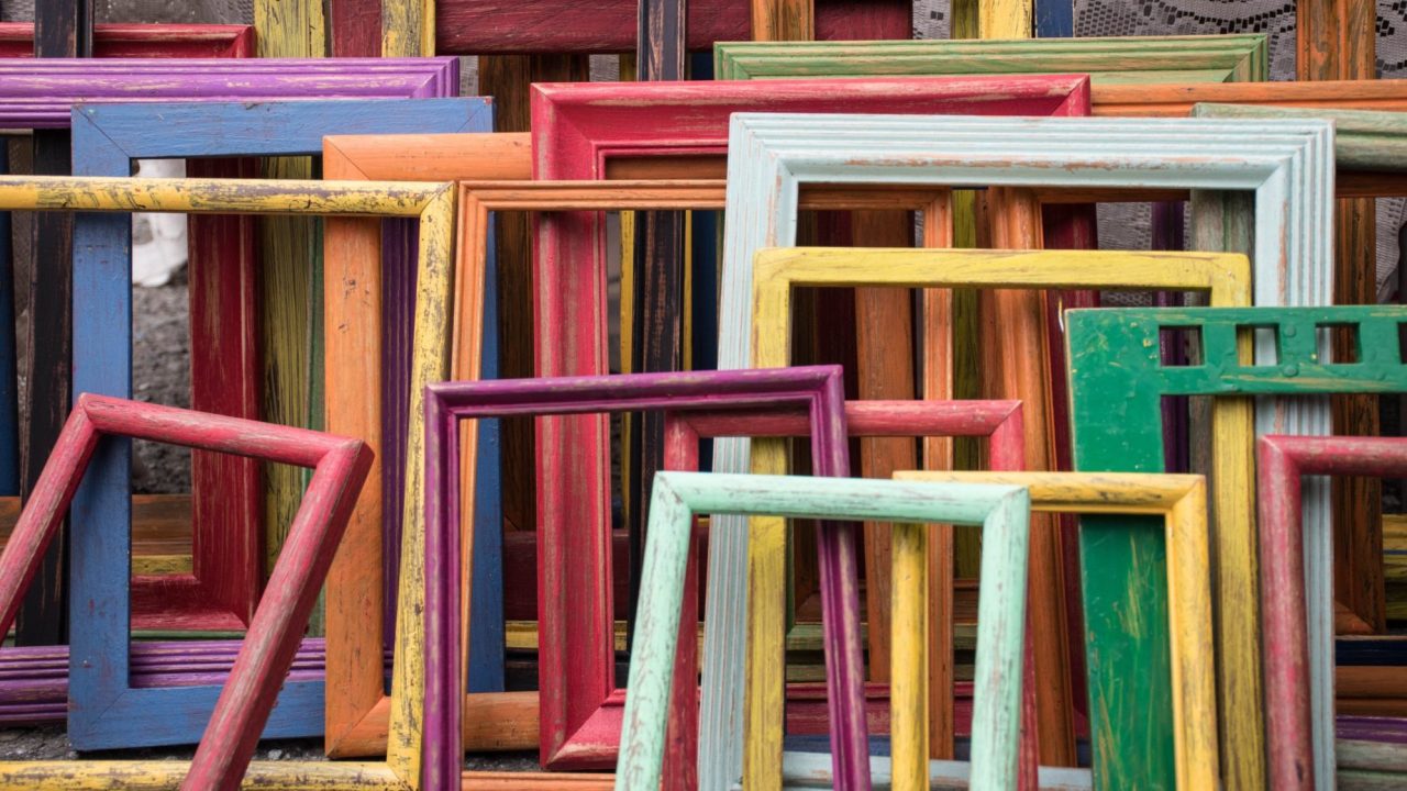 A large collection of empty frames