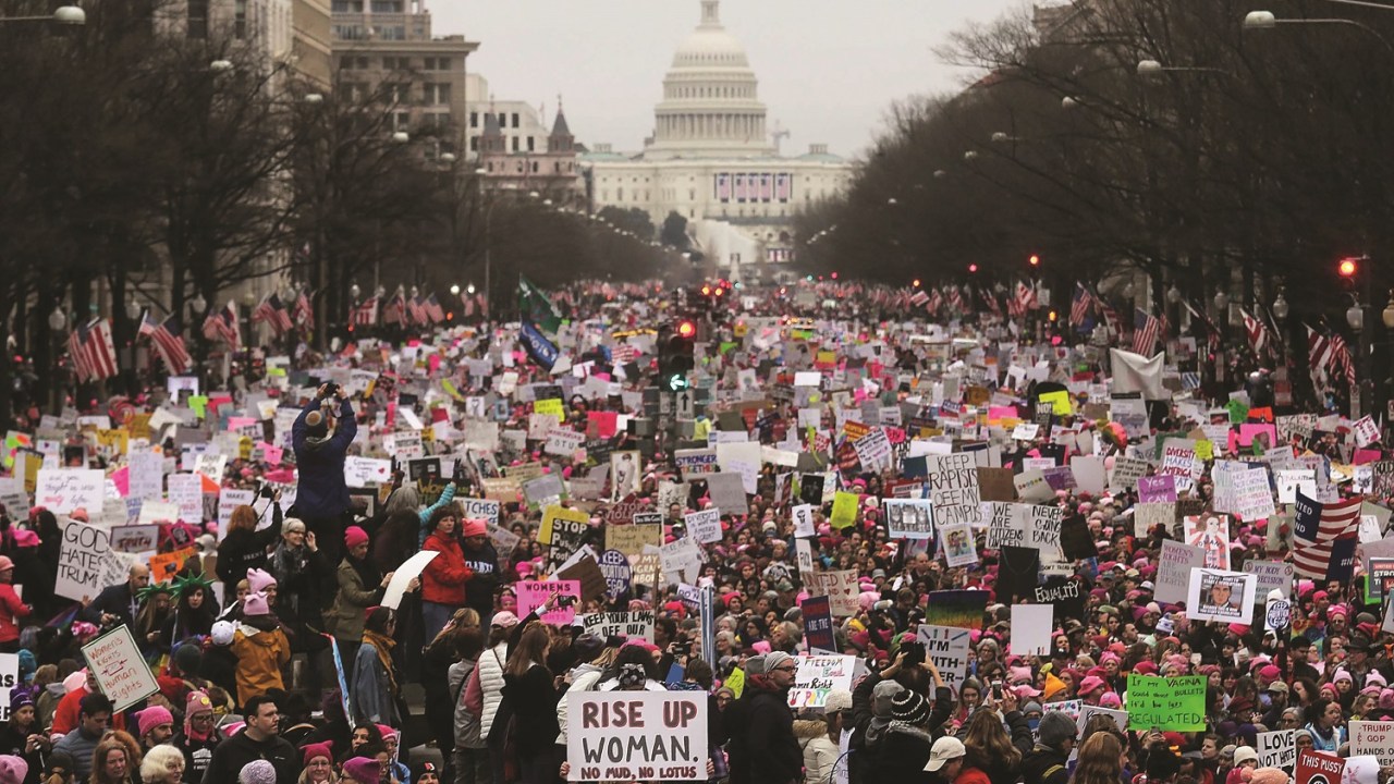 View of the crowd at the Women's March in 2016